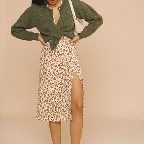 Rouje Floral Maxi Dress in Cream and Red - Picture 9 of 10